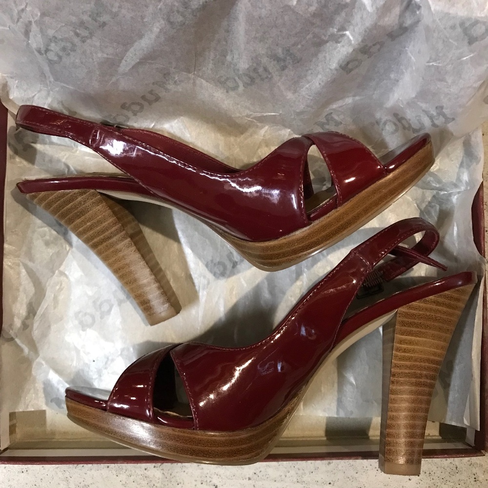 Y2K VIVA Women's Sandal Heels Pumps Size 5.5 Red Brown Ankle Strap Open Toe